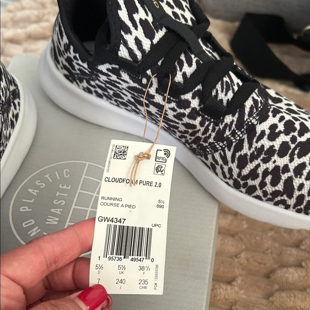 Adidas Cloudfoam Pure 2.0 Black and White Animal Print Sneakers - Picture 5 of 5